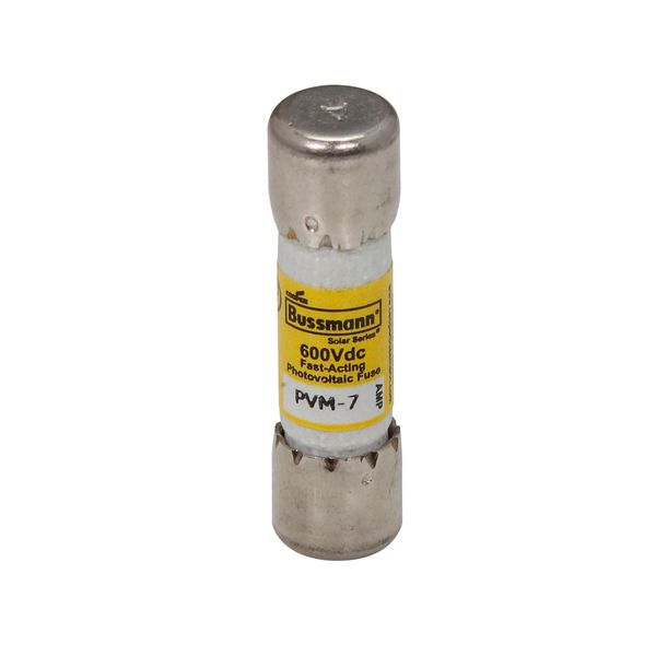Midget Fuse, Photovoltaic, 600 Vdc, 50 kAIC interrupt rating, Fast acting class, Fuse Holder and Block mounting, Ferrule end X ferrule end connection, 7A current rating, 50 kA DC breaking capacity, .41 in diameter image 6