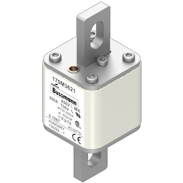 Fuse-link, high speed, 63 A, AC 690 V, compact size 1, 45 x 59 x 110 mm, aR, IEC, UL, single indicator image 2