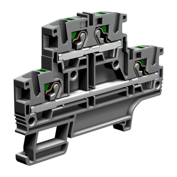 Push-in terminal block 4mm2, 2-levels interconnected, blue color image 1