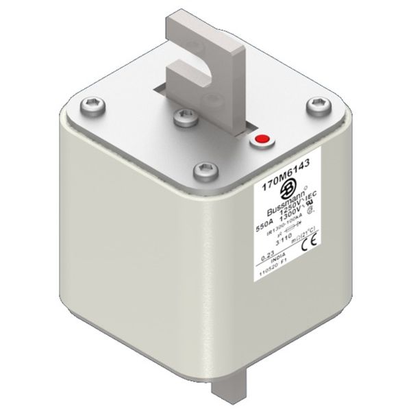 Fuse-link, high speed, 550 A, AC 1250 V, size 3, 76 x 90 x 139 mm, aR, DIN, IEC, single indicator image 3