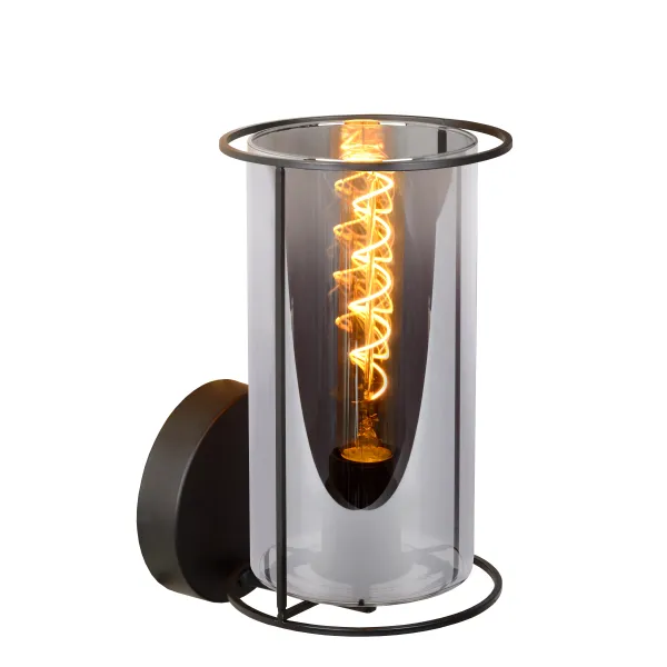 DOUNIA Wall light E27/40W Matt Black/Smoke glass image 1