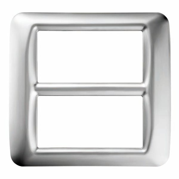 TOP SYSTEM PLATE - IN TECHNOPOLYMER GLOSS FINISH - 8 GANG (4+4 OVERLAPPING) - SOFT CHROME - SYSTEM image 2