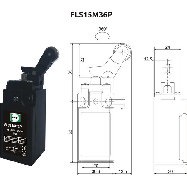 Limit switch  FLS 15M36Р IP-65 NO+NC image 1