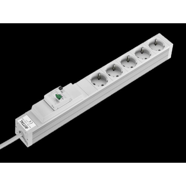 DK Socket strip, CEE 7/3 (type F), 5-way, 250 V, 16 A, LHD: 482,6x44x44 mm image 2