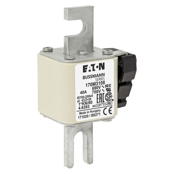 Fuse-link, high speed, 40 A, AC 690 V, compact DIN 1, 45 x 59 x 104 mm, aR, DIN, IEC, single indicator image 9