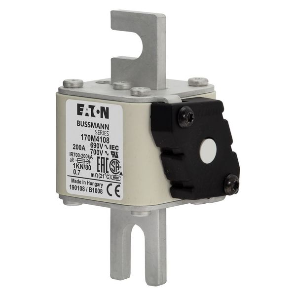 Fuse-link, high speed, 200 A, AC 690 V, DIN 1, 53 x 69 x 108 mm, aR, DIN, IEC, single indicator image 5