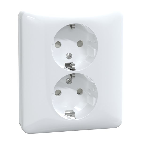 Exxact double socket-outlet earthed screwless white image 2