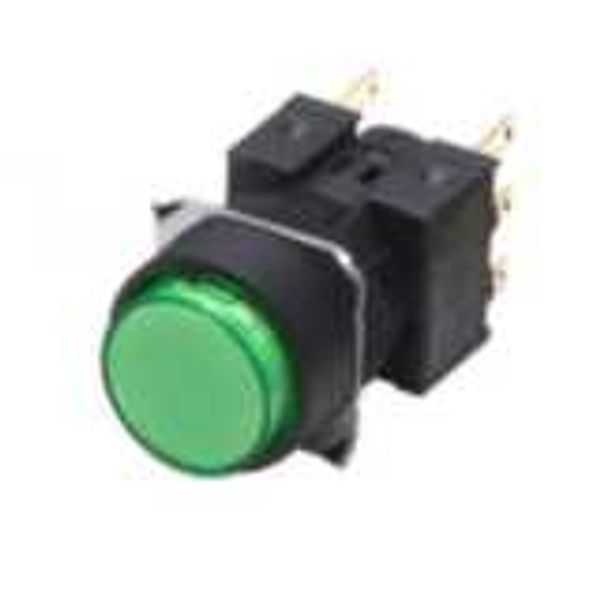 Pushbutton complete, dia. 16 mm, non-lighted, round projected, green, image 1
