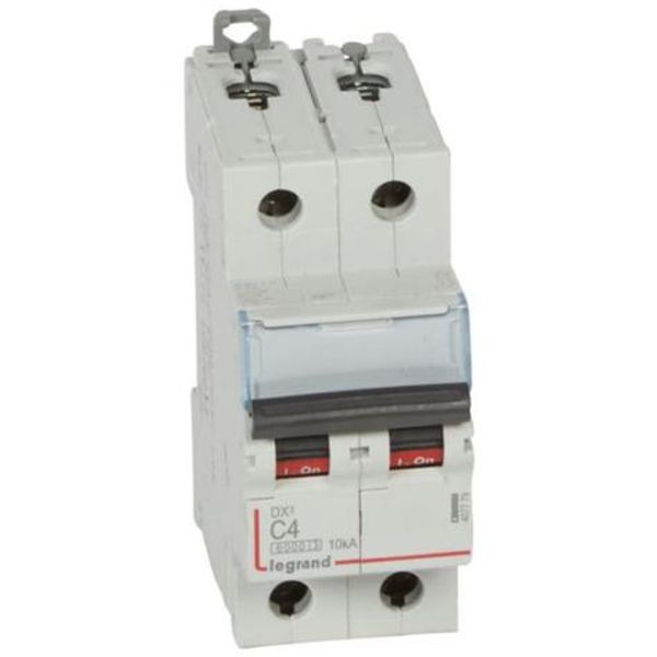 DX³6000 10kA high inlet and low outlet screw circuit breaker 2P 230V~ to 400V~ - 4A - curve C - 2 modules image 1