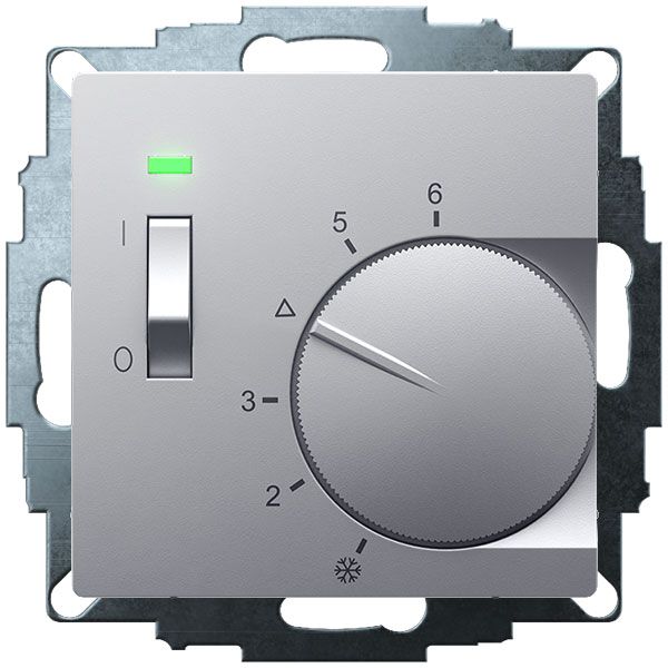 UP room controller, aluminum 55x55, 5-30C, AC 230V, 1 opener, 10 A, temperature reduction approx. 4K, switch on/off, display controller "on" image 2