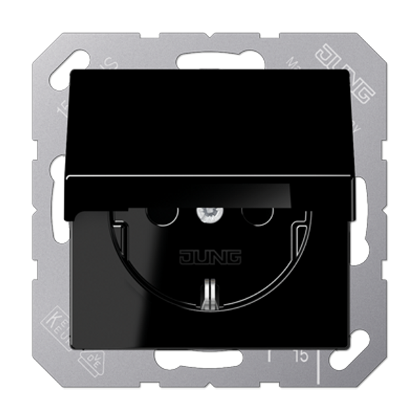 SCHUKO® socket with hinged lid A1521BFKIKLSW image 1