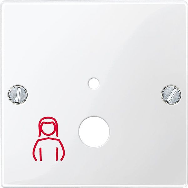 Central plate pneumatic button, polar white glossy, system M image 1