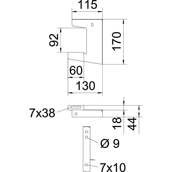 WDB L 50 A2 Wall and ceiling bracket lightweight version B50mm image 2