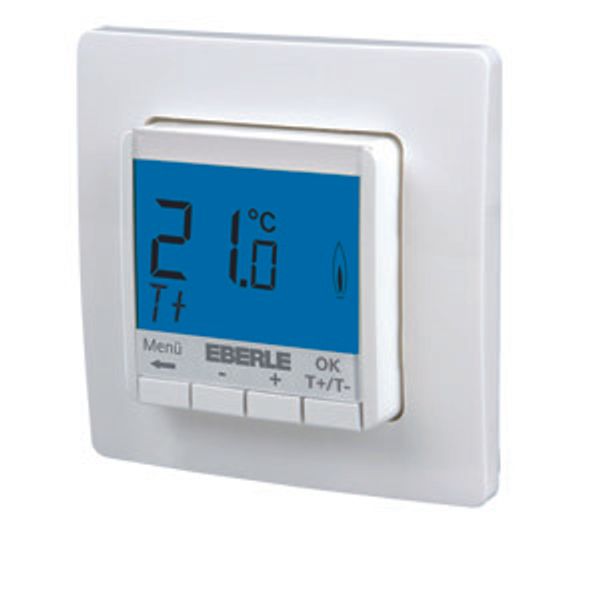 Concealed thermostat as room controller, AC 230V, 1 changeover contact, heating 5(2) A, cooling 1(1) A, blue backlighting image 2