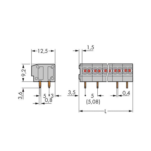 2-conductor PCB terminal block 0.75 mm² Pin spacing 5/5.08 mm gray image 1
