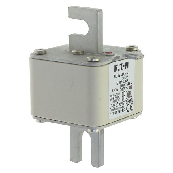 Fuse-link, high speed, 630 A, AC 690 V, DIN 2, 61 x 75 x 108 mm, aR, DIN, IEC, single indicator image 9