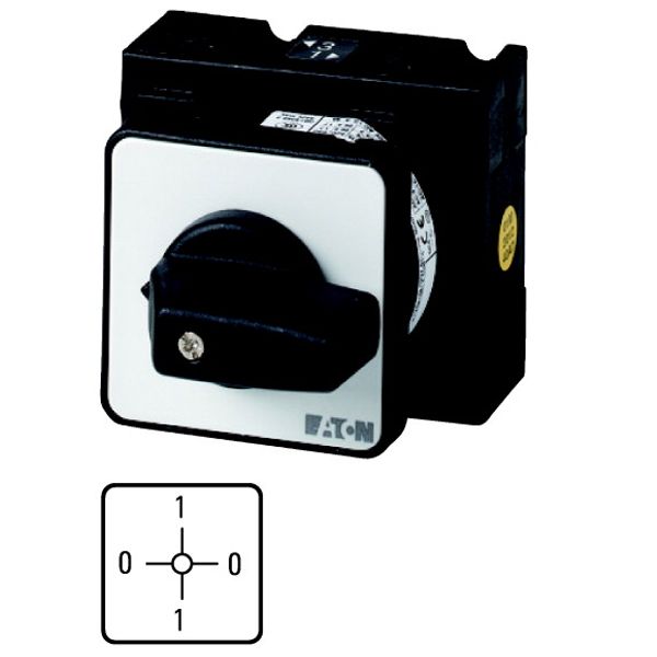 ON-OFF switches, T0, 20 A, flush mounting, 1 contact unit(s), Contacts: 2, 90 °, maintained, With 0 (Off) position, 0-1-0-1, Design number 15108 image 1