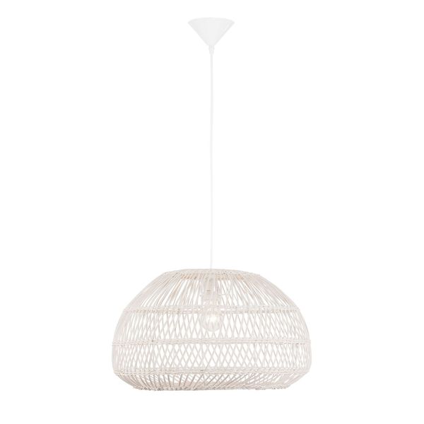 Ivory Rattan  White Fabric Wire & Base  LED E27 1x12 Watt 230 Volt  IP20 Bulb Excluded   D: 50.5 H1: 30 H2: 250 cm Adjustable height image 1