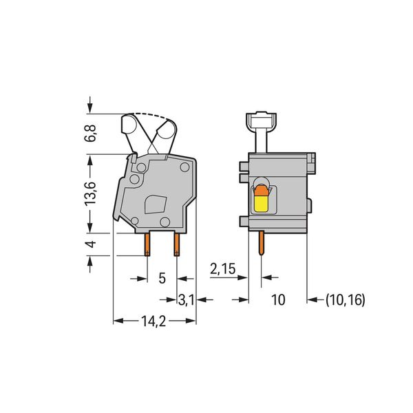 Stackable PCB terminal block push-button 2.5 mm² light gray image 2