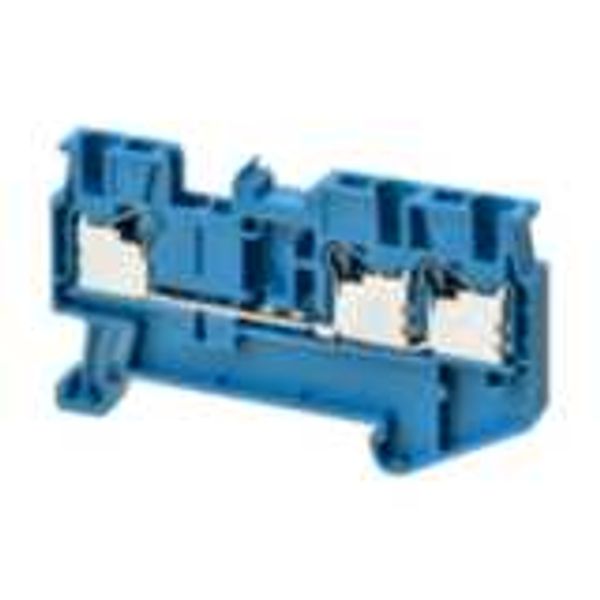 Multi conductor feed-through DIN rail terminal block with 3 push-in pl image 1