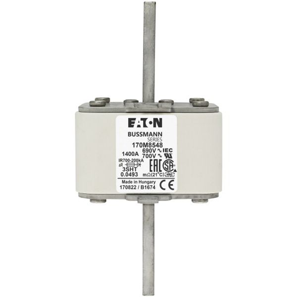 Fuse-link, high speed, 1400 A, AC 690 V, size 3, 76 x 76 x 150 mm, aR, IEC, single indicator image 2