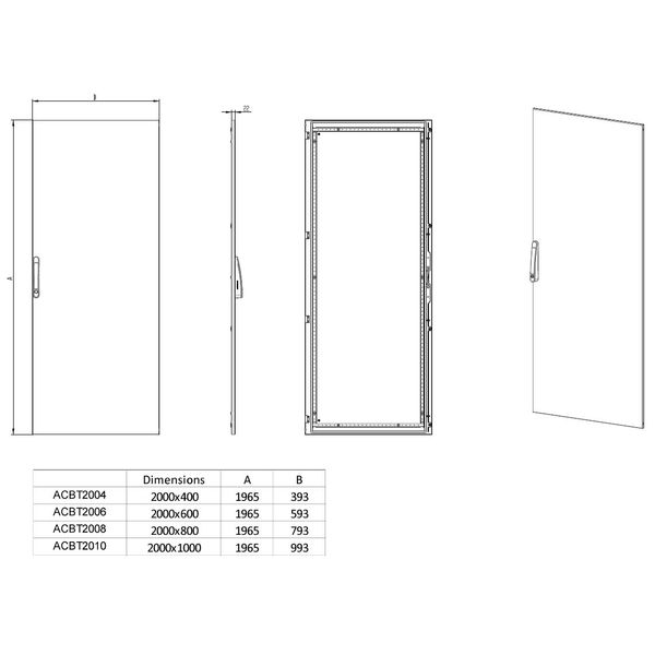 Sheet steel door for 1 door enclosure H=2000 W=600 mm image 3