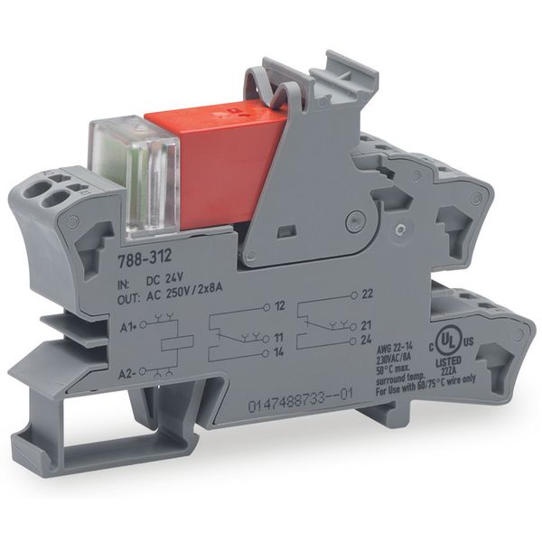 Relay module Nominal input voltage: 12 VDC 2 changeover contacts gray image 8