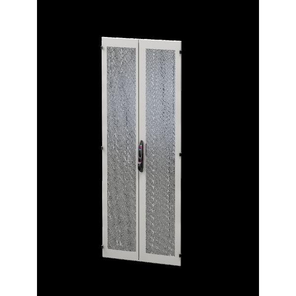 Sheet steel door, vertically divided, vented for VX IT, 800x2000 mm, RAL 7035 image 2