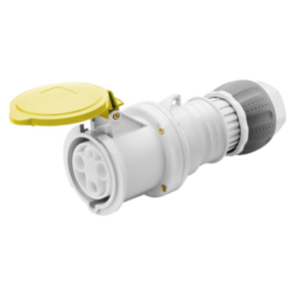 STRAIGHT CONNECTOR HP - IP44/IP54 - 2P+E 63A 100-130V 50/60HZ - YELLOW - 4H - MANTLE TERMINAL image 1
