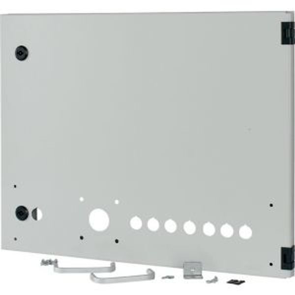 Opening metal front plate for drawer, NZM, ventilated, H=450mm, IP31, grey image 4