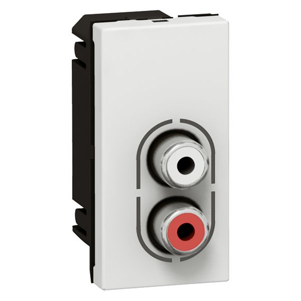 Double RCA audio female socket Mosaic white image 2