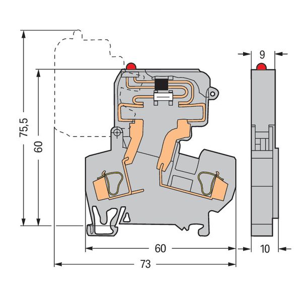 2-conductor fuse terminal block with pivoting fuse holder for miniatur image 5