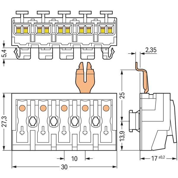 Lighting connector push-button, external for Linect® white image 5