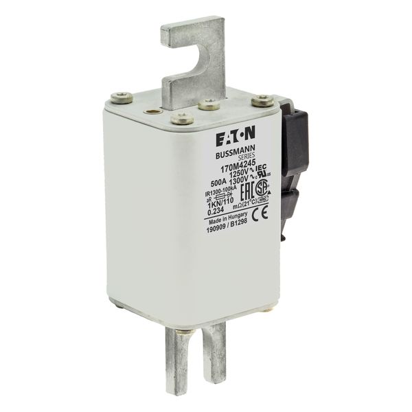 Fuse-link, high speed, 500 A, AC 1250 V, size 1, 53 x 69 x 138 mm, aR, DIN, IEC, single indicator image 12