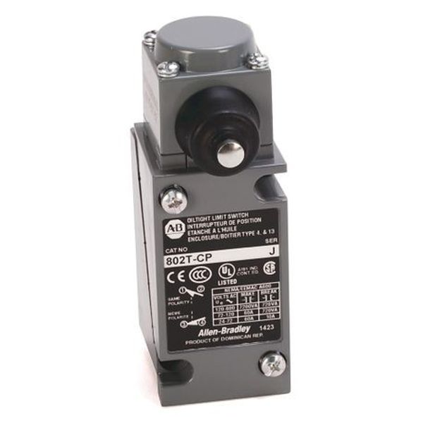 Allen-Bradley, 802T-CP, Limit Switch, NEMA Type 4 and 13 Oiltight Construction, Plug-In, Side Push Rod, 2-Circuit, Whole Switch image 1