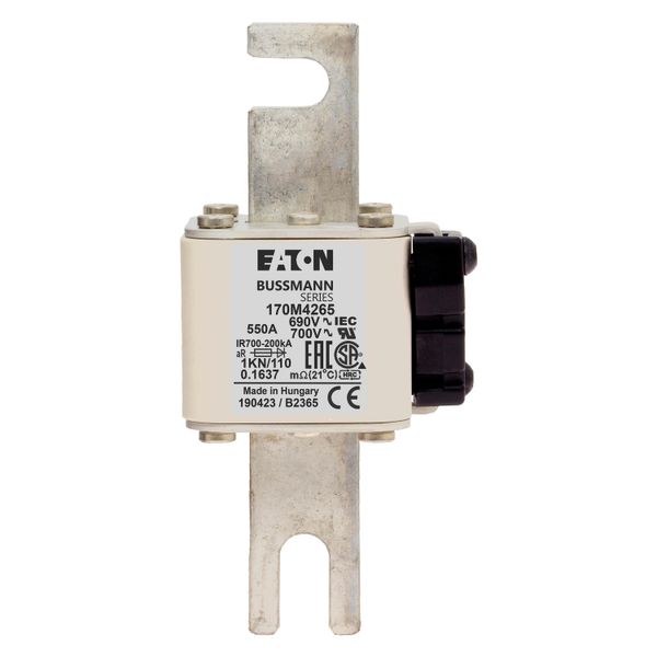 Fuse-link, high speed, 550 A, AC 690 V, DIN 1, 53 x 69 x 138 mm, aR, DIN, IEC, single indicator image 19