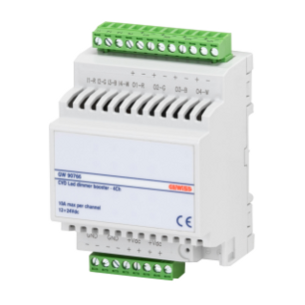 BOOSTER FOR CVD LED DIMMER ACTUATORS - 4x10A - IP20 - 4 MODULES - DIN RAIL MOUNTING image 1