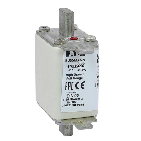 Fuse-link, high speed, 40 A, AC 690 V, DIN 00, 30 x 60 x 79 mm, gR, DIN, IEC, single indicator image 25