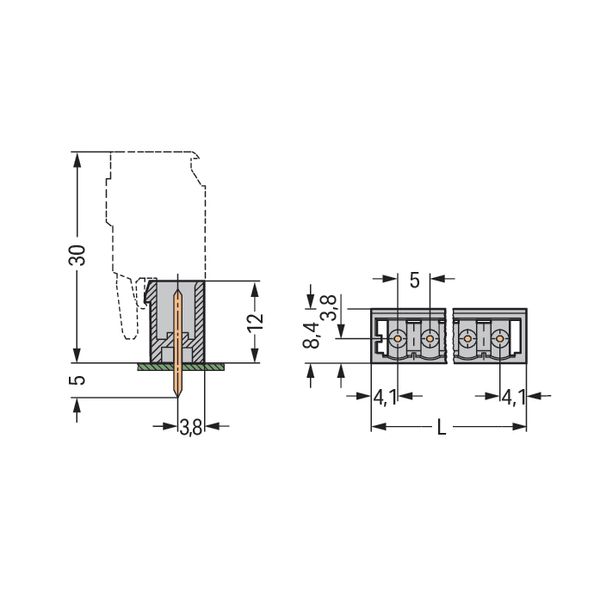 THT male header 1.2 x 1.2 mm solder pin straight gray image 5