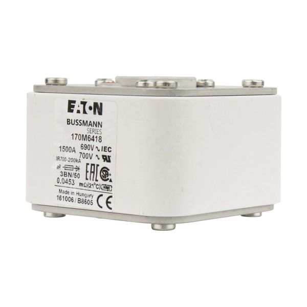 Fuse-link, high speed, 1500 A, AC 690 V, size 3, aR, IEC, UL, single indicator image 10