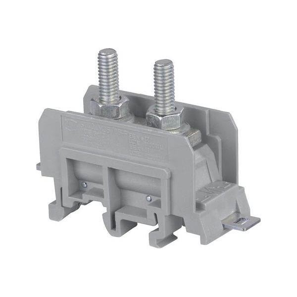 STUD TERMINAL BLOCK, FEED THROUGH, BEIGE, DIN RAIL MOUNT, 26X66X44MM image 1