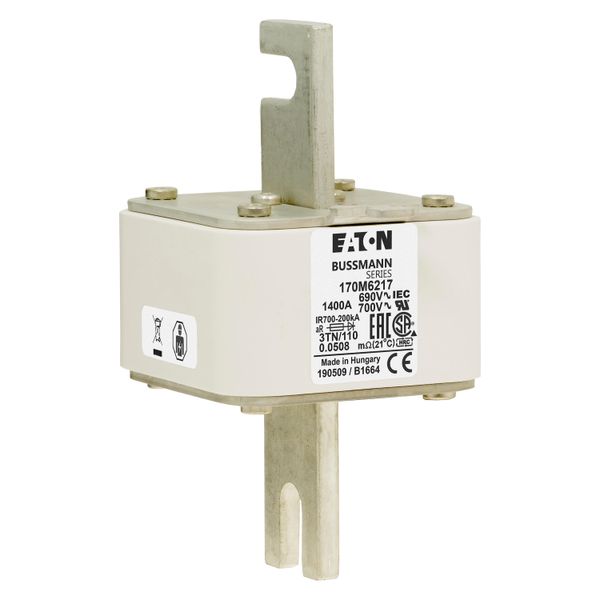 Fuse-link, high speed, 1400 A, AC 690 V, DIN 3, 76 x 90 x 139 mm, aR, DIN, IEC, type T indicator image 20