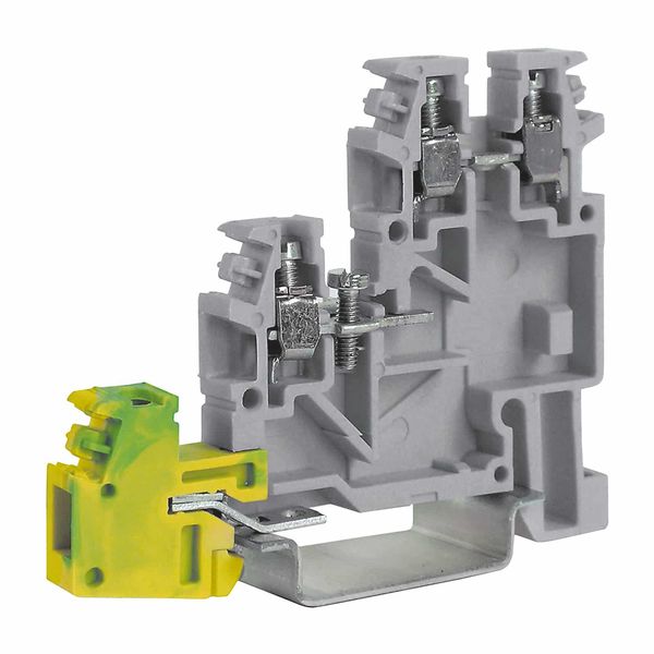 Screw terminal block 2.5mm2, 2-levels+earth, grey color image 1