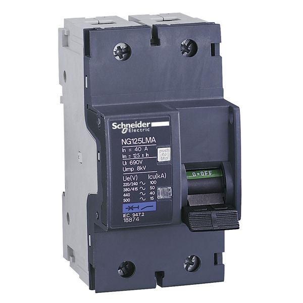 Miniature circuit-breaker, Acti9 NG125LMA, 2P, 80 A, MA curve, 50 kA (IEC 60947-2) image 3