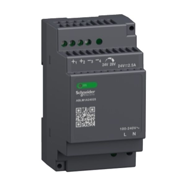 Regulated Power Supply, 100-240V AC, 24V 2.5 A, single phase, Modular image 3