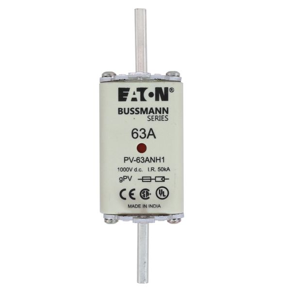 Fuse-link, high speed, 63 A, DC 1000 V, NH1, gPV, UL PV, UL, IEC, dual indicator image 13