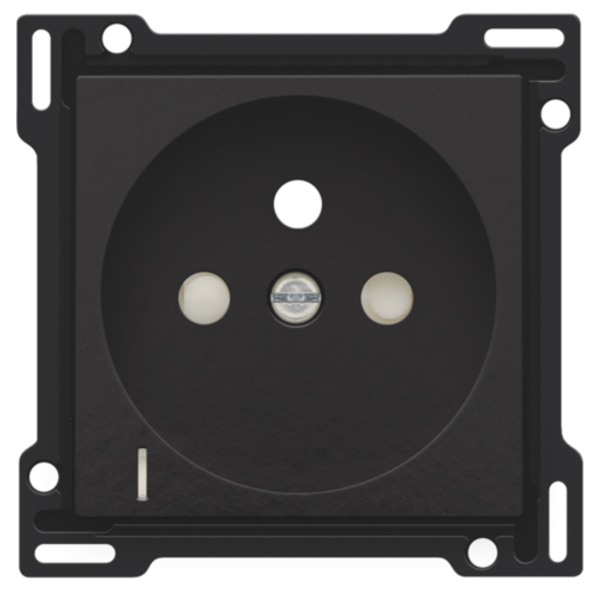 Finishing set with transparent lens for socket outlet with voltage indication, pin earthing and shutters, flush-mounting depth of 28.5mm, piano black coated image 1