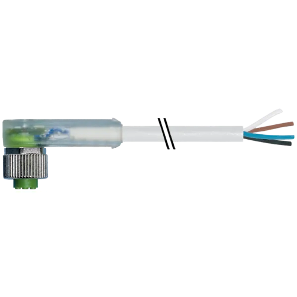 EOL - M12 female 90° A-cod. with cable LED PUR 4x0.34 gy UL/CSA 3m image 1