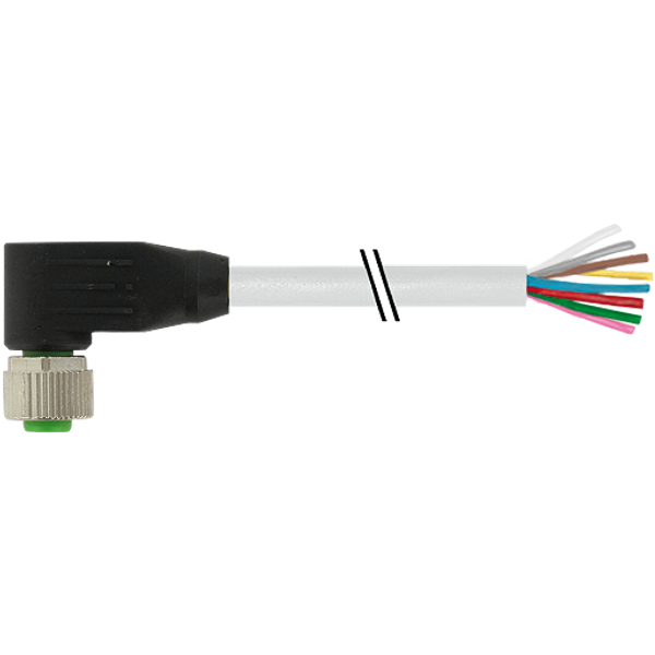 M12 female 90° A-cod. with cable PUR 8x0.25 gy UL/CSA+drag ch. 8.5m image 1