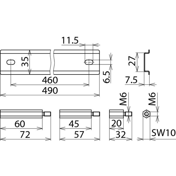 Mounting set f. DEHNpatch surge arrester consist. of a DIN rail and ri image 2